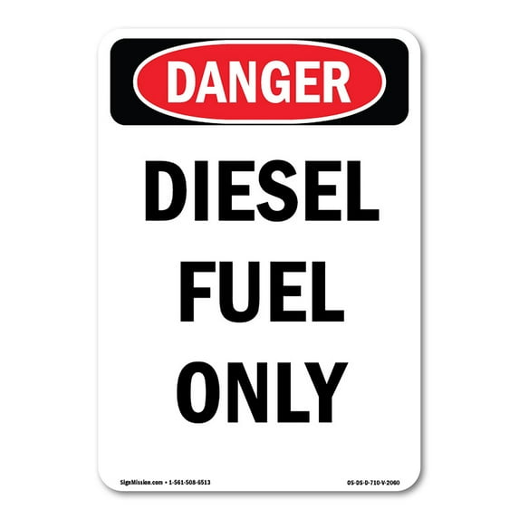 OSHA Danger Sign - Portrait Diesel Fuel Only | Decal | Protect Your Business, Construction Site, Warehouse & Shop Area | Made in The USA