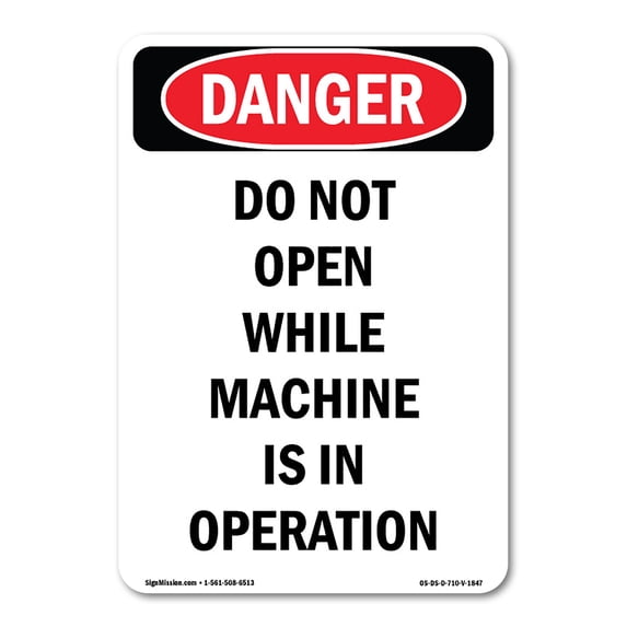 OSHA Danger Sign - Portrait Do Not Open While In Operation | Plastic Sign | Protect Your Business, Construction Site, Shop Area | Made in The USA