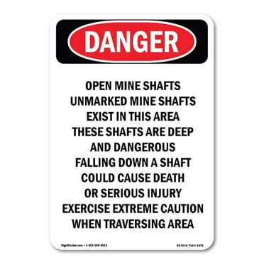 OSHA Danger Sign - Portrait Open Mine Shafts Unmarked | Plastic Sign | Protect Your Business, Construction Site, Warehouse & Shop Area |  Made in The USA