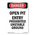 thumbnail image 1 of OSHA Danger Sign - Portrait Open Pit Prohibited Unstable Ground | Decal | Protect Your Business, Construction Site, Shop Area |  Made in The USA, 1 of 5