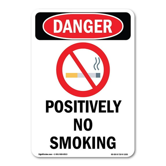 OSHA Danger Sign - Positively No Smoking | Decal | Protect Your Business, Construction Site, Warehouse & Shop Area | Made in The USA