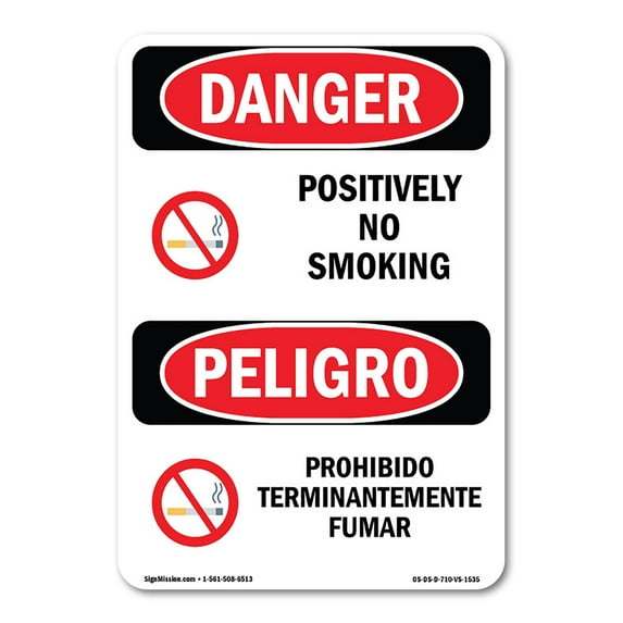 OSHA Danger Sign - Positively On Smoking With Symbol | Decal | Protect Your Business, Construction Site, Warehouse & Shop Area | Made in The USA