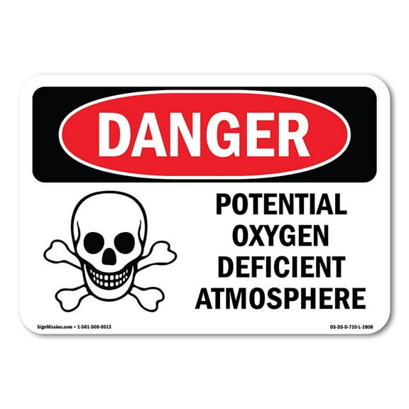 OSHA Danger Sign - Potential Oxygen Deficient Atmosphere | Decal | Protect Your Business, Construction Site, Shop Area |  Made in The USA
