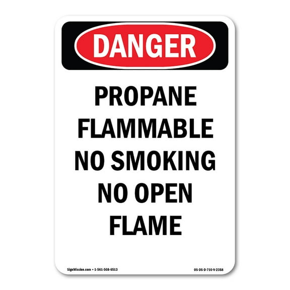 OSHA Danger Sign -  Propane Flammable No Smoking No | Decal | Protect Your Business, Construction Site, Warehouse & Shop Area |  Made in The USA