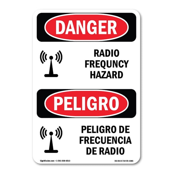 OSHA Danger Sign - Radio Frequency Hazard With Symbol | Decal | Protect Your Business, Construction Site, Warehouse & Shop Area |  Made in The USA
