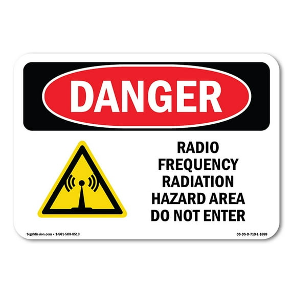 OSHA Danger Sign - Radio Frequency Radiation Hazard Area | Plastic Sign | Protect Your Business, Construction Site, Shop Area | Made in The USA