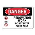 thumbnail image 1 of OSHA Danger Sign - Renovation Work Do Not Enter Work Area | Decal | Protect Your Business, Construction Site, Shop Area |  Made in The USA, 1 of 5