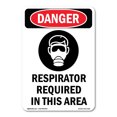 thumbnail image 1 of OSHA Danger Sign -  Respirator Required |  Peel And Stick Wall Graphic | Protect your Business, Class Room, Office & Interior Surroundings |  Made in The USA, 1 of 4