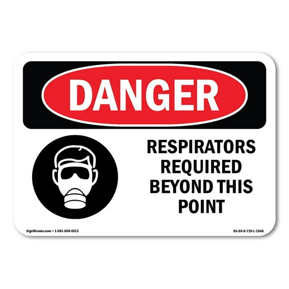 OSHA Danger Sign - Respirators Required Beyond This Point | Decal | Protect Your Business, Construction Site, Shop Area |  Made in The USA