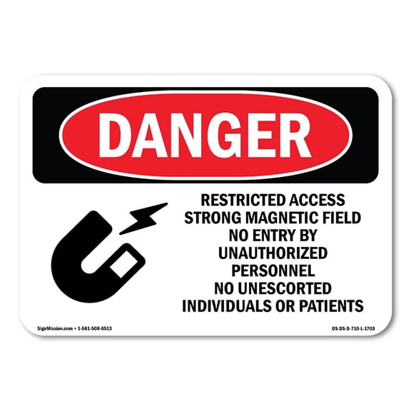 OSHA Danger Sign - Restricted Access Strong Magnetic Field | Plastic Sign | Protect Your Business, Construction Site, Shop Area |  Made in The USA