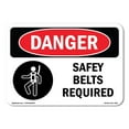 thumbnail image 1 of OSHA Danger Sign - Safety Belts Required | Decal | Protect Your Business, Construction Site, Warehouse & Shop Area |  Made in The USA, 1 of 5