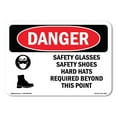thumbnail image 1 of OSHA Danger Sign - Safety Glasses Safety Shoes Hard Hats | Decal | Protect Your Business, Construction Site, Shop Area |  Made in The USA, 1 of 5