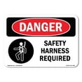 thumbnail image 1 of OSHA Danger Sign - Safety Harness Required | Decal | Protect Your Business, Construction Site, Warehouse & Shop Area |  Made in The USA, 1 of 5