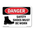 thumbnail image 1 of OSHA Danger Sign - Safety Shoes Must Be Worn | Decal | Protect Your Business, Construction Site, Warehouse & Shop Area |  Made in The USA, 1 of 5