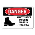 thumbnail image 1 of OSHA Danger Sign - Safety Shoes Must Be Worn In This Area | Decal | Protect Your Business, Construction Site, Shop Area |  Made in The USA, 1 of 5