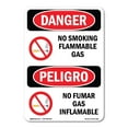 thumbnail image 1 of OSHA Danger Sign - No Smoking Flammable Gas Bilingual | Plastic Sign | Protect Your Business, Construction Site, Warehouse & Shop Area |  Made in The USA, 1 of 5