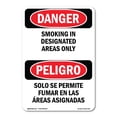 thumbnail image 1 of OSHA Danger Sign - Smoking In Designated Areas Only Bilingual | Decal | Protect Your Business, Construction Site, Shop Area |  Made in The USA, 1 of 5