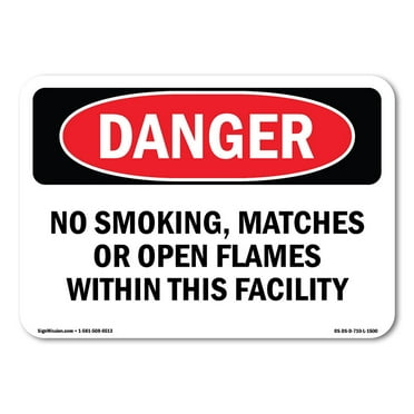 OSHA Danger Sign - No Smoking  Matches Or Open Flames | Plastic Sign | Protect Your Business, Construction Site, Warehouse & Shop Area |  Made in The USA