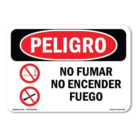 OSHA Danger Sign - No Smoking No Open Flames Spanish | Plastic Sign | Protect Your Business, Construction Site, Warehouse & Shop Area |  Made in The USA