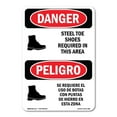 thumbnail image 1 of OSHA Danger Sign - Steel Toe Shoes Required Area Bilingual | Decal | Protect Your Business, Construction Site, Shop Area |  Made in The USA, 1 of 5