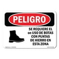 thumbnail image 1 of OSHA Danger Sign - Steel Toe Shoes Required In Area Spanish |  Aluminum Sign | Protect Your Business, Construction Site, Shop Area |  Made in The USA, 1 of 6