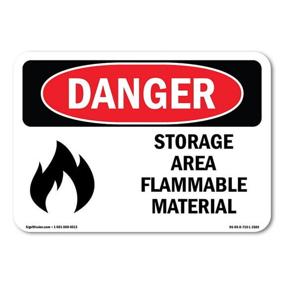 OSHA Danger Sign - Storage Area Flammable Material | Plastic Sign | Protect Your Business, Construction Site, Warehouse & Shop Area | Made in The USA