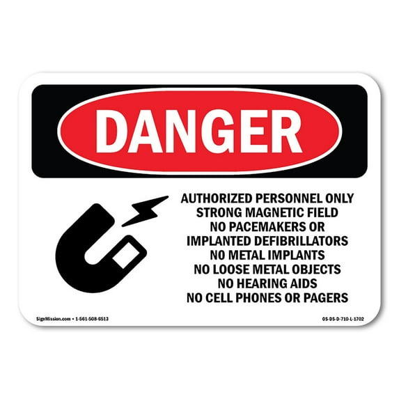 OSHA Danger Sign - Strong Magnetic Field No Pacemakers | Decal | Protect Your Business, Construction Site, Warehouse & Shop Area | Made in The USA