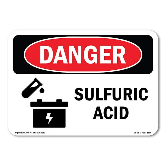 OSHA Danger Sign - Sulfuric Acid | Plastic Sign | Protect Your Business, Construction Site, Warehouse & Shop Area |  Made in The USA
