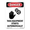 thumbnail image 1 of OSHA Danger Sign -  This Equipment Starts | Decal | Protect Your Business, Construction Site, Warehouse & Shop Area |  Made in The USA, 1 of 5