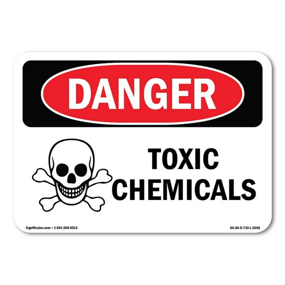 OSHA Danger Sign - Toxic Chemicals | Plastic Sign | Protect Your Business, Construction Site, Warehouse & Shop Area | Made in The USA