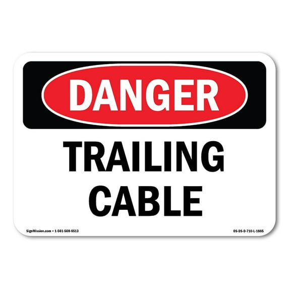 OSHA Danger Sign - Trailing Cable | Plastic Sign | Protect Your Business, Construction Site, Warehouse & Shop Area | Made in The USA