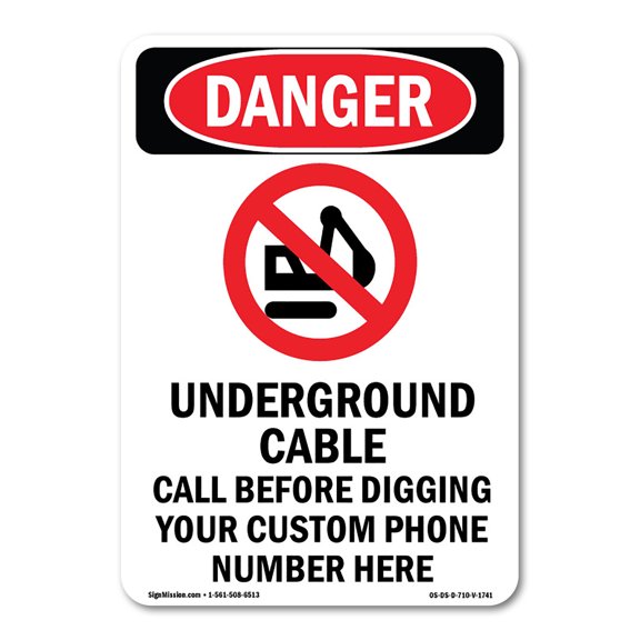OSHA Danger Sign - Underground Cable Call | Decal | Protect Your Business, Construction Site, Warehouse & Shop Area | Made in The USA