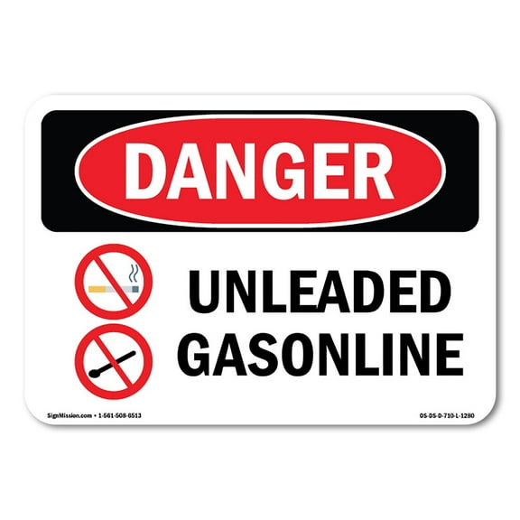 OSHA Danger Sign - Unleaded Gasoline | Decal | Protect Your Business, Construction Site, Warehouse & Shop Area | Made in The USA
