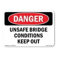 thumbnail image 1 of OSHA Danger Sign - Unsafe Bridge Conditions Keep Out | Decal | Protect Your Business, Construction Site, Warehouse & Shop Area |  Made in The USA, 1 of 5