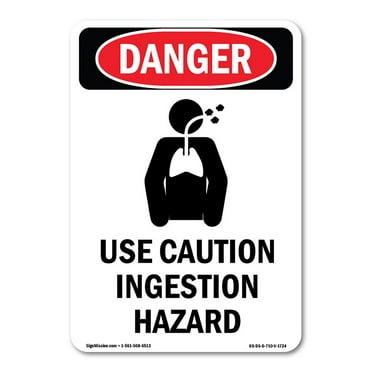 OSHA Danger Sign -  Use Caution Ingestion Hazard | Plastic Sign | Protect Your Business, Construction Site, Warehouse & Shop Area |  Made in The USA