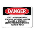 thumbnail image 1 of OSHA Danger Sign - Utility Disconnect Inside Generator Auto | Decal | Protect Your Business, Construction Site, Shop Area |  Made in The USA, 1 of 5