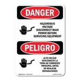 thumbnail image 1 of OSHA Danger Sign - Voltage Disconnect Main Power Bilingual | Decal | Protect Your Business, Construction Site, Shop Area |  Made in The USA, 1 of 5