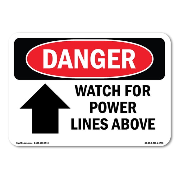 OSHA Danger Sign - Watch For Power Lines Above | Plastic Sign | Protect Your Business, Construction Site, Warehouse & Shop Area |  Made in The USA