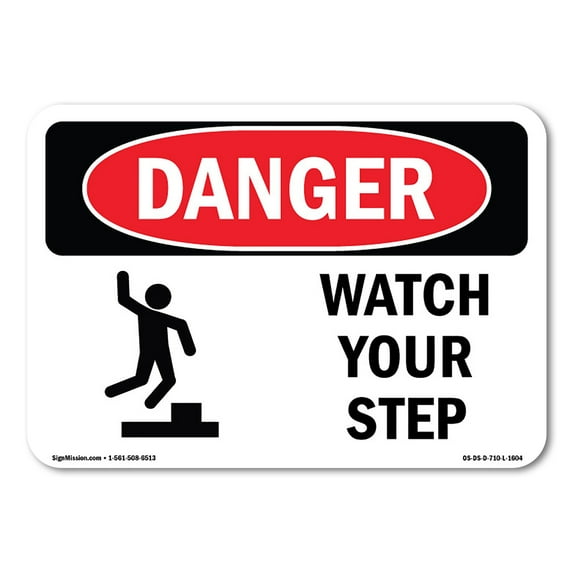 OSHA Danger Sign - Watch Your Step | Decal | Protect Your Business, Construction Site, Warehouse & Shop Area | Made in The USA