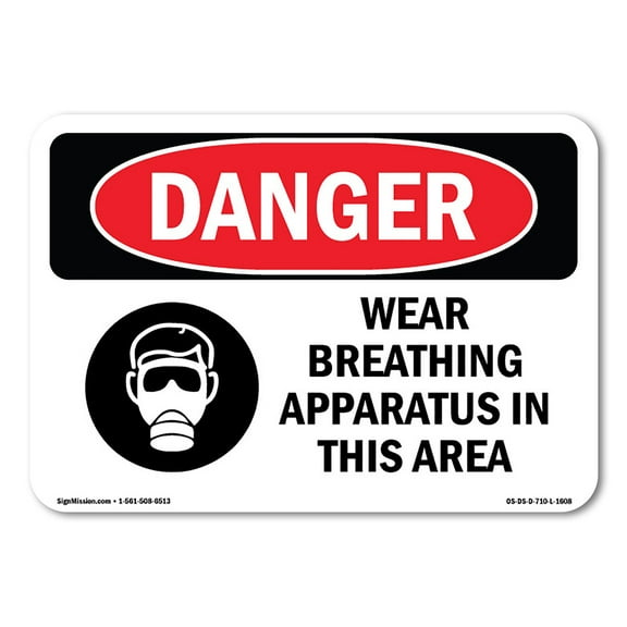 OSHA Danger Sign - Wear Breathing Apparatus In This Area | Decal | Protect Your Business, Construction Site, Shop Area |  Made in The USA