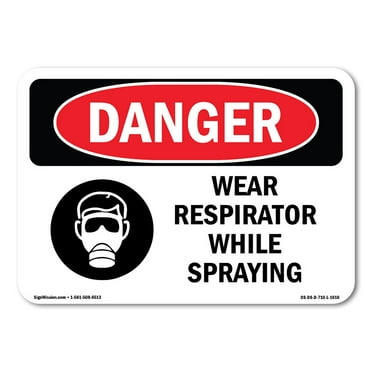 OSHA Danger Sign - Wear Respirator While Spraying | Plastic Sign | Protect Your Business, Construction Site, Warehouse & Shop Area |  Made in The USA