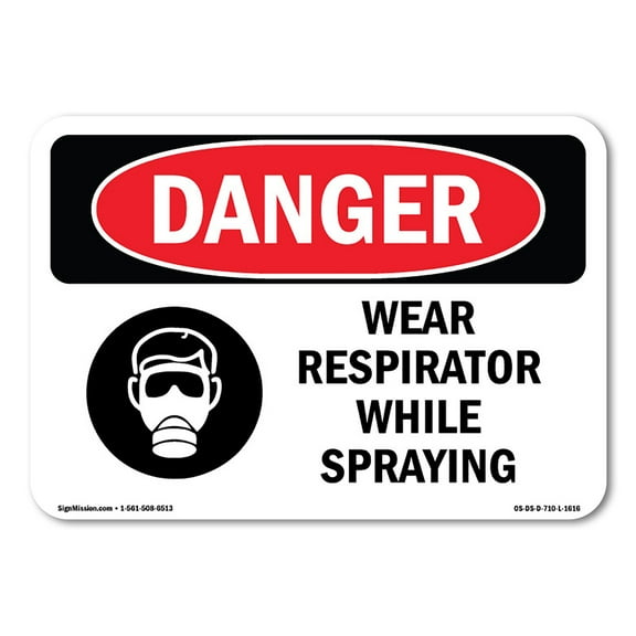 OSHA Danger Sign - Wear Respirator While Spraying | Plastic Sign | Protect Your Business, Construction Site, Warehouse & Shop Area |  Made in The USA