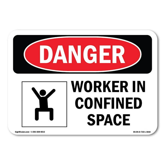 OSHA Danger Sign - Worker In Confined Space | Decal | Protect Your Business, Construction Site, Warehouse & Shop Area | Made in The USA