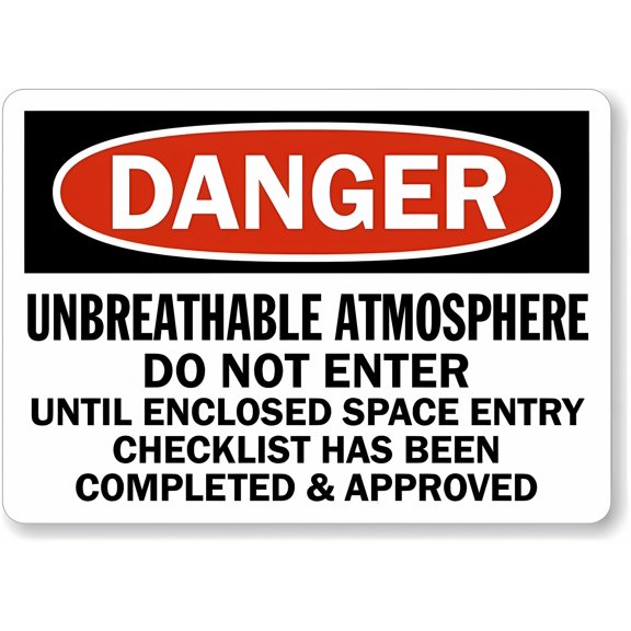 OSHA Danger Unbreathable Atmosphere Do Not Enter Without Checklist - 8"x12" Metal Sign, Warning for Wall, Fence, Enclosed Space