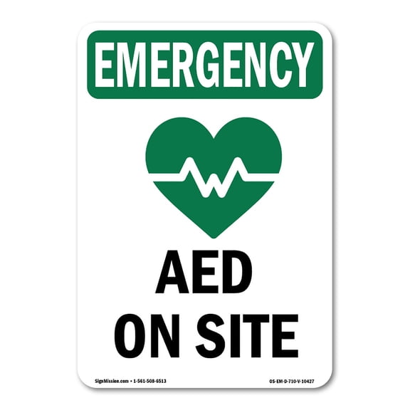 OSHA EMERGENCY Sign - Aed On Site With Symbol | Decal | Protect Your Business, Construction Site, Warehouse & Shop Area | Made in the USA