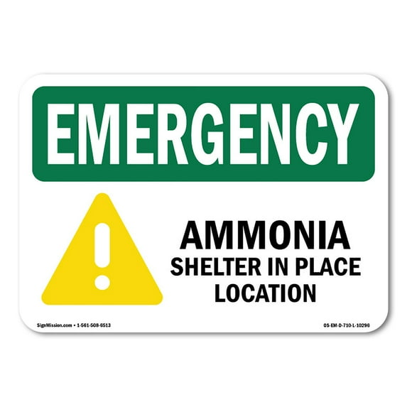 OSHA EMERGENCY Sign - Ammonia Shelter In With Symbol | Plastic Sign | Protect Your Business, Construction Site, Warehouse & Shop Area | Made in the USA