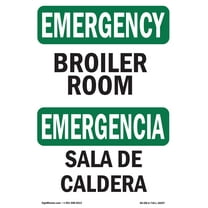 OSHA EMERGENCY Sign - Boiler Room Bilingual | Plastic Sign | Protect Your Business, Construction Site, Warehouse & Shop Area | Made in the USA