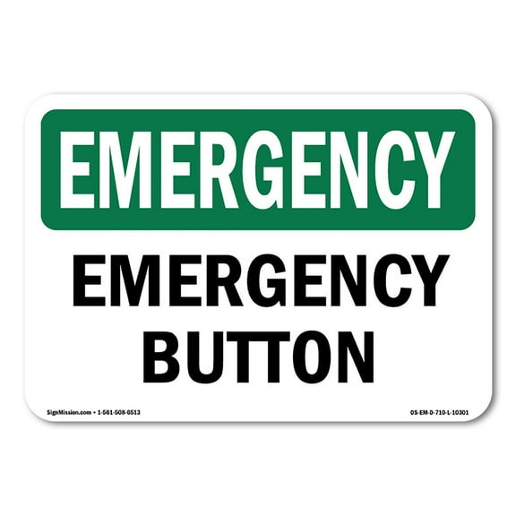 OSHA EMERGENCY Sign - Button | Plastic Sign | Protect Your Business, Construction Site, Warehouse & Shop Area | Made in the USA