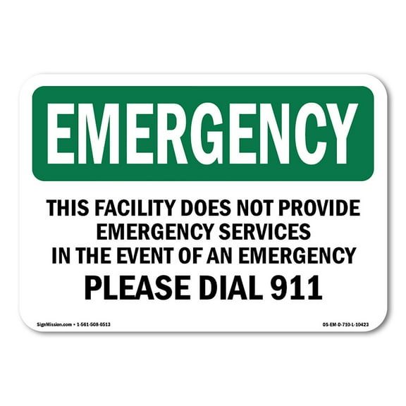 OSHA EMERGENCY Sign - This Facility Does Not Provide | Plastic Sign | Protect Your Business, Construction Site, Warehouse & Shop Area | Made in the USA