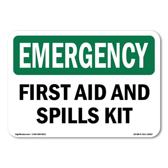 OSHA EMERGENCY Sign - First Aid And Spills Kit | Decal | Protect Your Business, Construction Site, Warehouse & Shop Area | Made in the USA